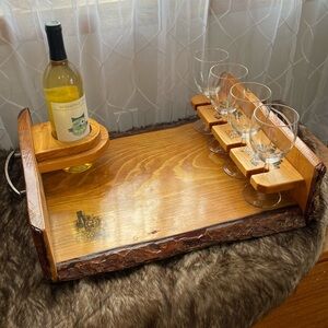 Handcrafted Wooden Wine Serving Tray